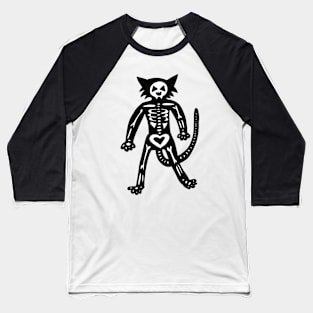 Halloween Skeleton Cat Baseball T-Shirt